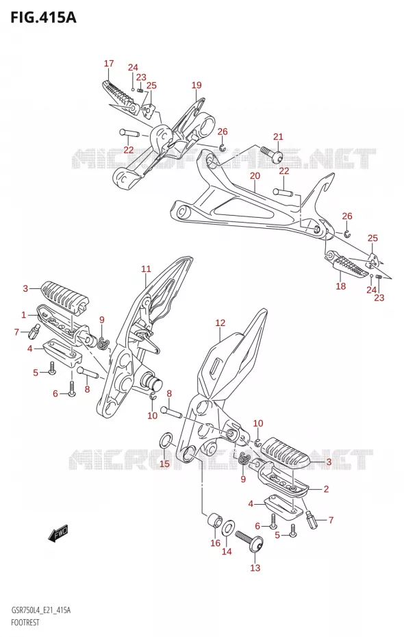 FOOTREST Suzuki MOTO 750 GSR 2014  GSR750 L4