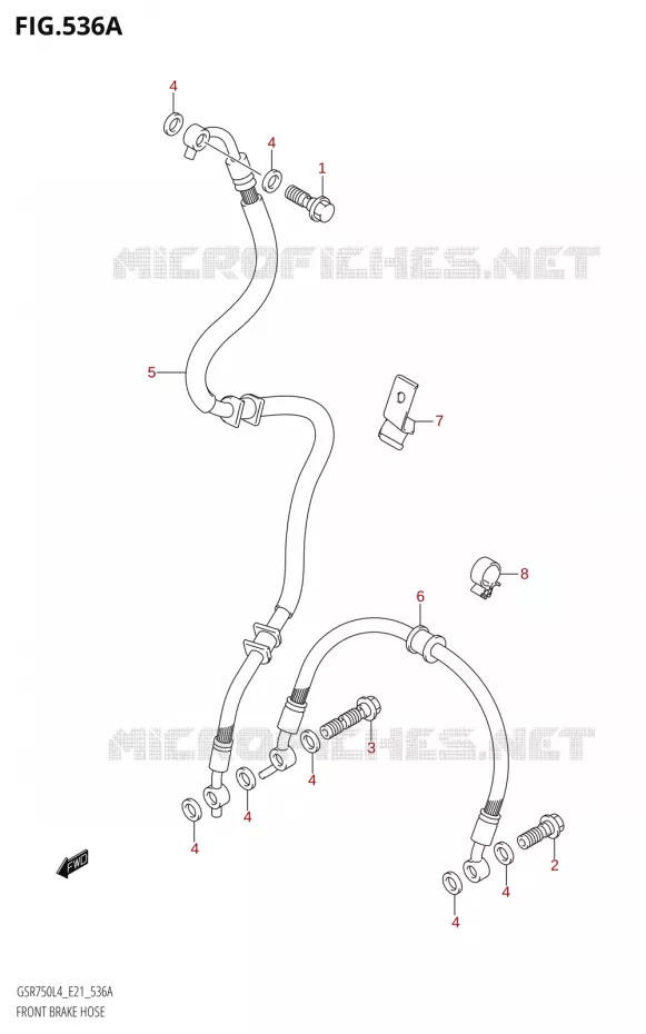 FRONT REMSLANGE (GSR750:L4:E21) Suzuki MOTO 750 GSR 2014  GSR750 L4