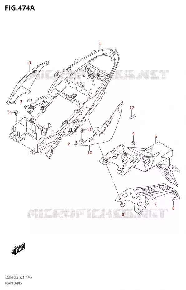 ACHTERSPATBORD Suzuki MOTO 750 GSR 2016  GSR750A L6 (E21)