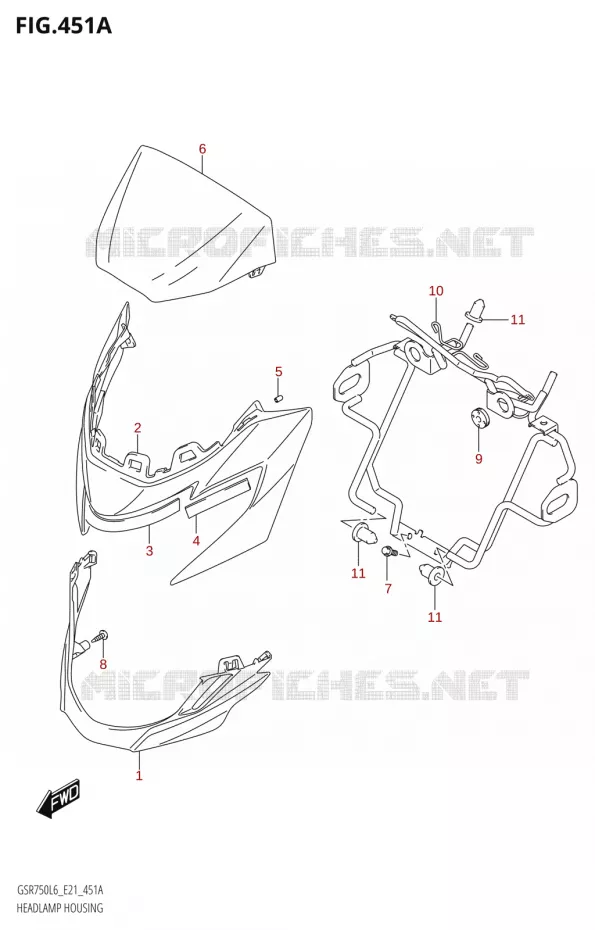 KOPLAMPBEHUIZING Suzuki MOTO 750 GSR 2016  GSR750A L6 (E21)