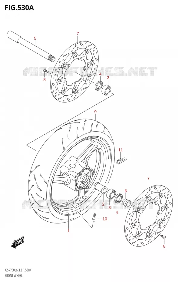 VOORWIELEL (GSR750:L6:E21) Suzuki MOTO 750 GSR 2016  GSR750A L6 (E21)