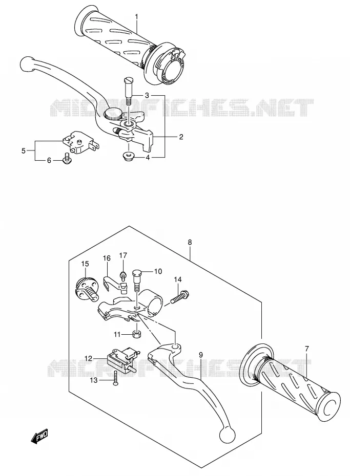 HANDGRIPS - LEVERS Suzuki MOTO 1000 GSX-R 2003  GSX-R1000 K3 (E37)