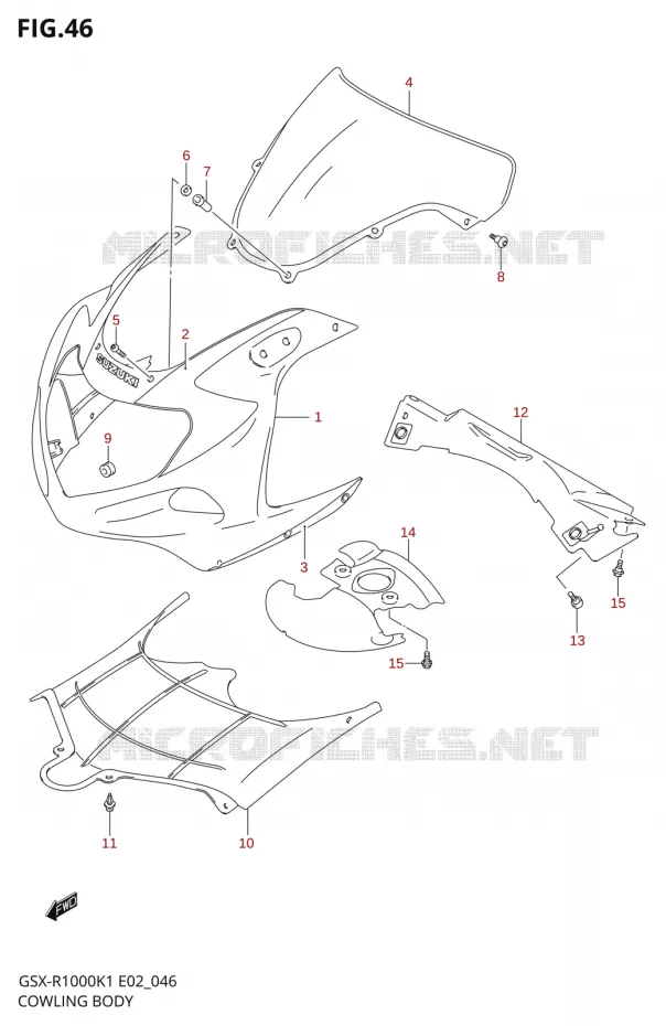 KUIP - ETIKETTEN CHASSIS (GSX-R1000K1) Suzuki MOTO 1000 GSX-R 2001  GSX-R1000K1(E19)
