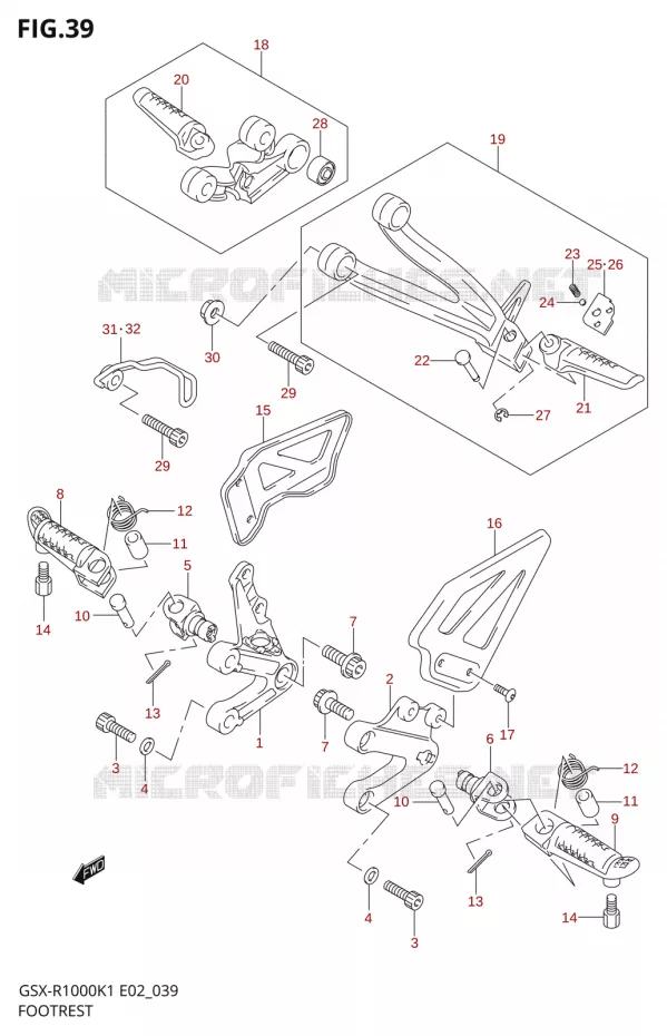 FOOTREST Suzuki MOTO 1000 GSX-R 2001  GSX-R1000K1(E24)