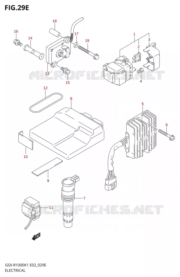 ELEKTRISCH (GSX-R1000K2 E19,U1E19,U2E19) Suzuki MOTO 1000 GSX-R 2001  GSX-R1000U1K1(E2)