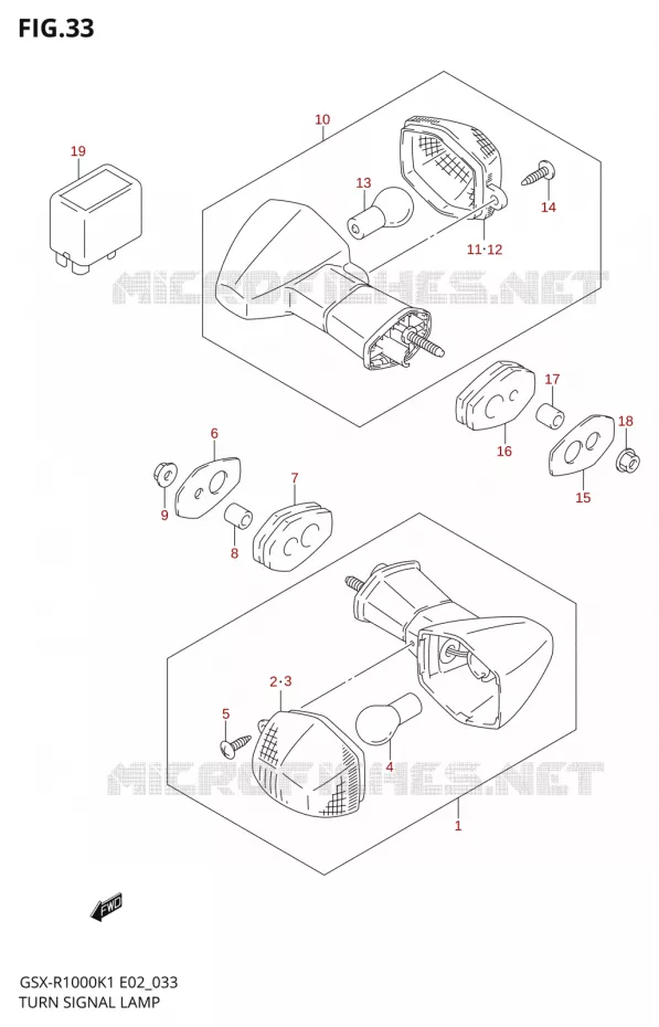 INDICATORENGSX-R1000K1) Suzuki MOTO 1000 GSX-R 2001  GSX-R1000U1K1(E2)