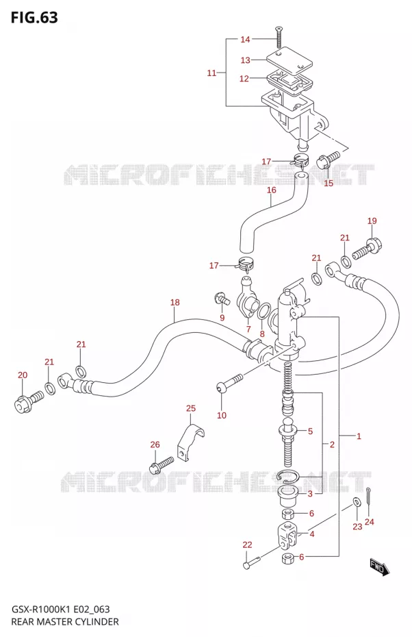 ACHTER HOOFDREMCILINDER Suzuki MOTO 1000 GSX-R 2001  GSX-R1000U2K1(E2)