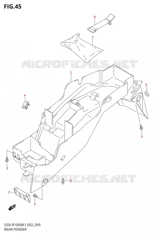 ACHTERSPATBORD Suzuki MOTO 1000 GSX-R 2001  GSX-R1000U2K1(E2)