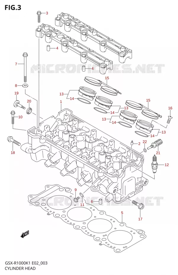 CILINDERKOP Suzuki MOTO 1000 GSX-R 2001  GSX-R1000U2K1(E2)