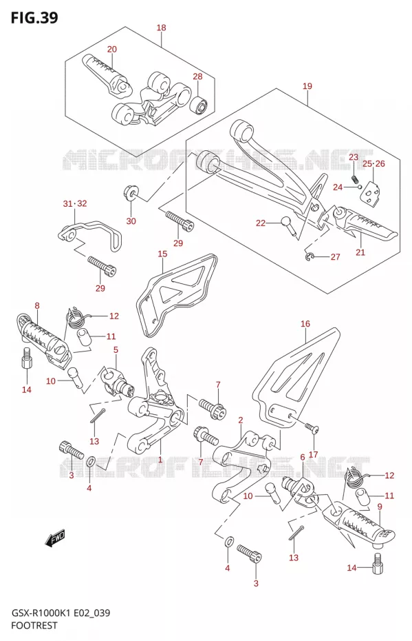 FOOTREST Suzuki MOTO 1000 GSX-R 2001  GSX-R1000U2K1(E2)