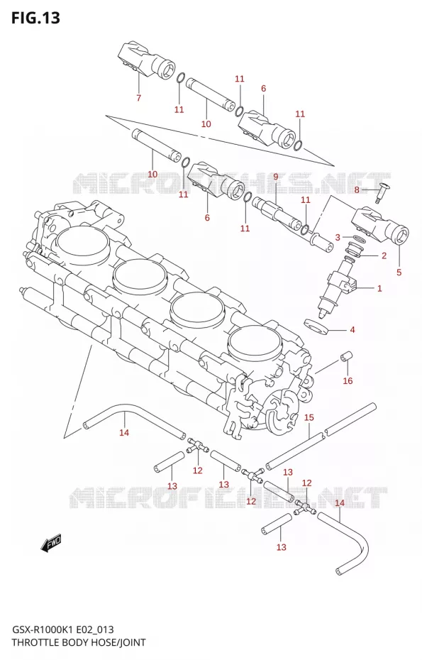 INJECTORENANT FLEXIBLE / ROTULE (GSX-R1000K1) Suzuki MOTO 1000 GSX-R 2001  GSX-R1000U2K1(E2)