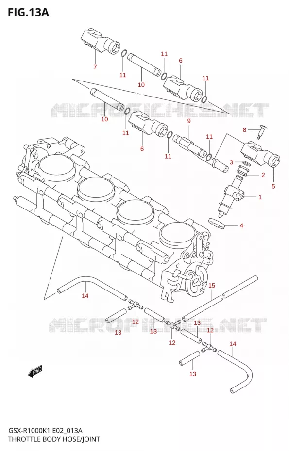 INJECTORENANT FLEXIBLE / ROTULE (GSX-R1000K2) Suzuki MOTO 1000 GSX-R 2001  GSX-R1000U2K1(E2)