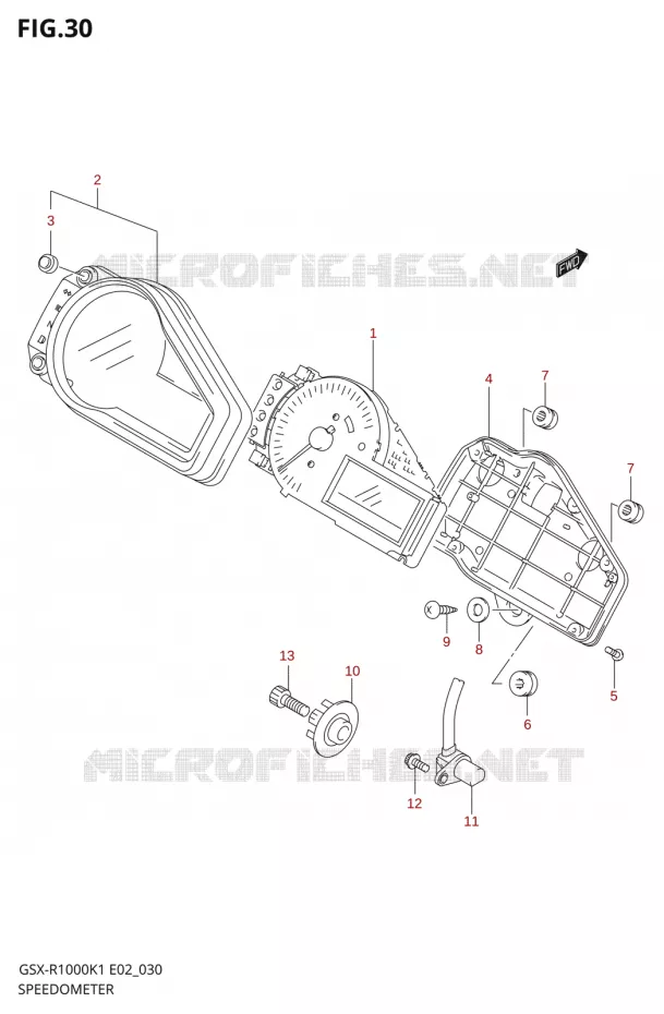 SNELHEIDSMETER1000K1) Suzuki MOTO 1000 GSX-R 2001  GSX-R1000U2K1(E2)