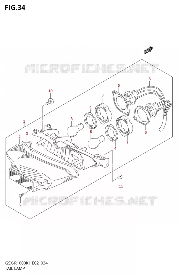 ACHTERLICHT Suzuki MOTO 1000 GSX-R 2002  GSX-R1000K2(E19)