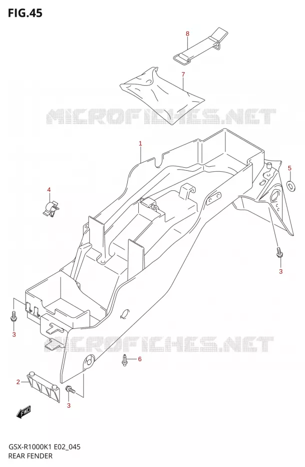 ACHTERSPATBORD Suzuki MOTO 1000 GSX-R 2002  GSX-R1000K2(E2)