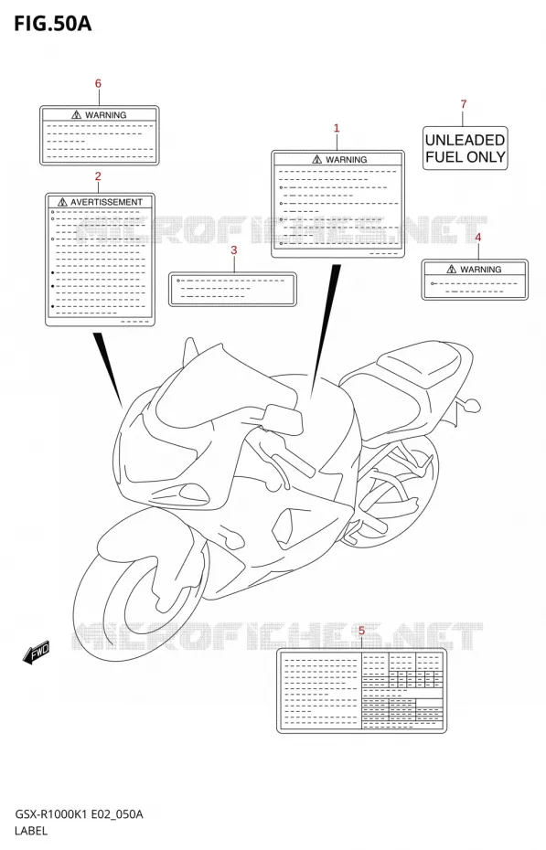 ETIKETTE (GSX-R1000K2) Suzuki MOTO 1000 GSX-R 2002  GSX-R1000K2(E2)