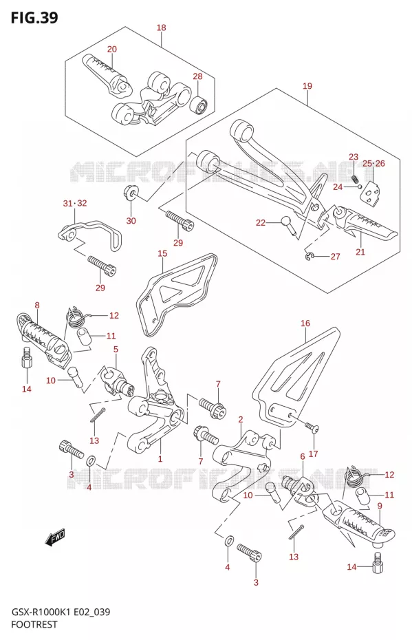 FOOTREST Suzuki MOTO 1000 GSX-R 2002  GSX-R1000K2(E2)