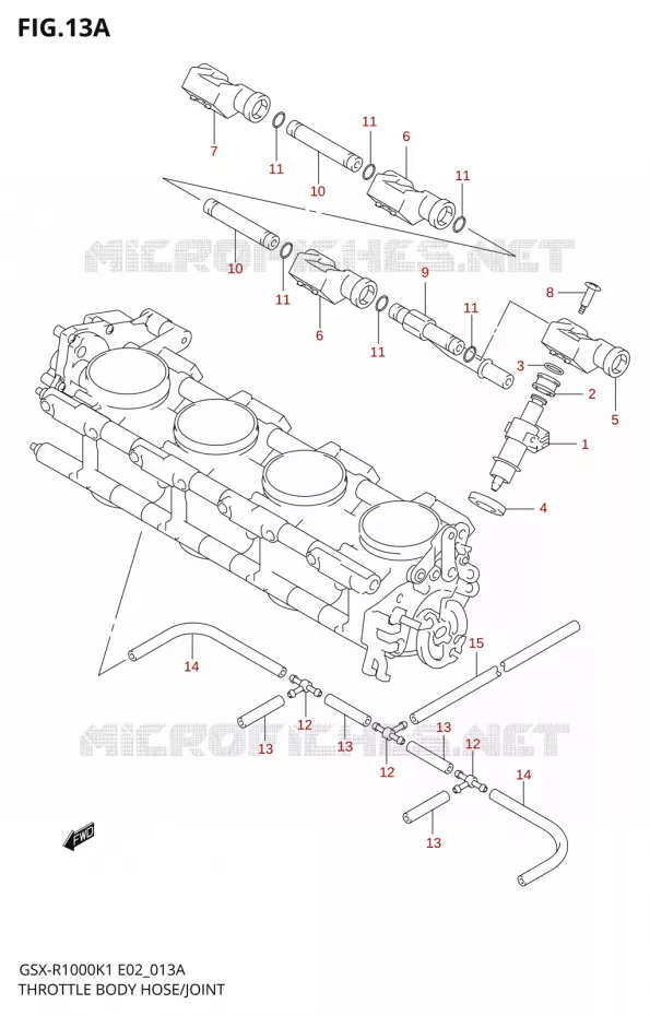 INJECTORENANT FLEXIBLE / ROTULE (GSX-R1000K2) Suzuki MOTO 1000 GSX-R 2002  GSX-R1000K2(E2)