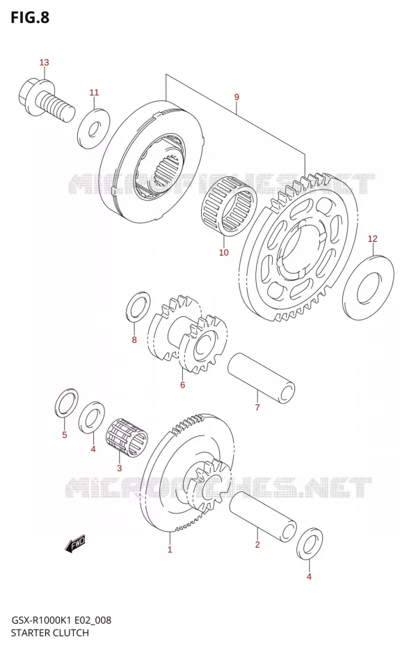 STARTMOTOR CLUTCH Suzuki MOTO 1000 GSX-R 2002  GSX-R1000K2(E2)
