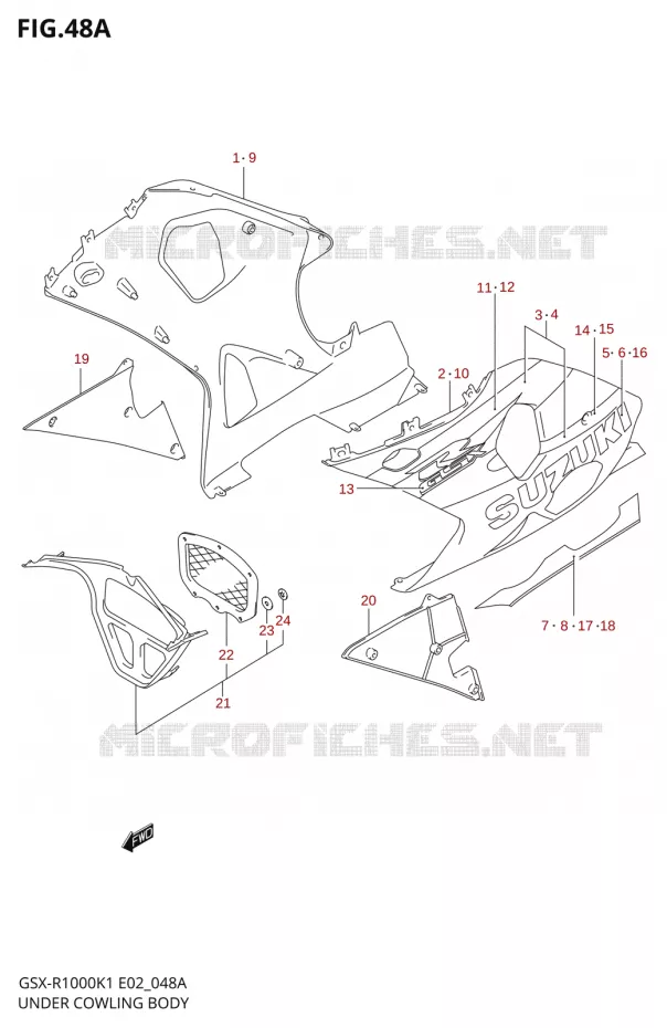 ONDERAANKLEDINGUR (GSX-R1000K2) Suzuki MOTO 1000 GSX-R 2002  GSX-R1000U2K2(E2)