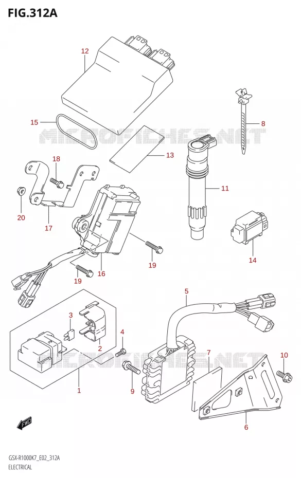 ELEKTRISCH (GSX-R1000) Suzuki MOTO 1000 GSX-R 2007  GSX-R1000 K7 (P37)