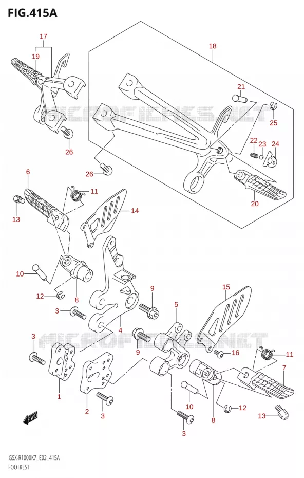 FOOTREST Suzuki MOTO 1000 GSX-R 2007  GSX-R1000 K7 (P37)