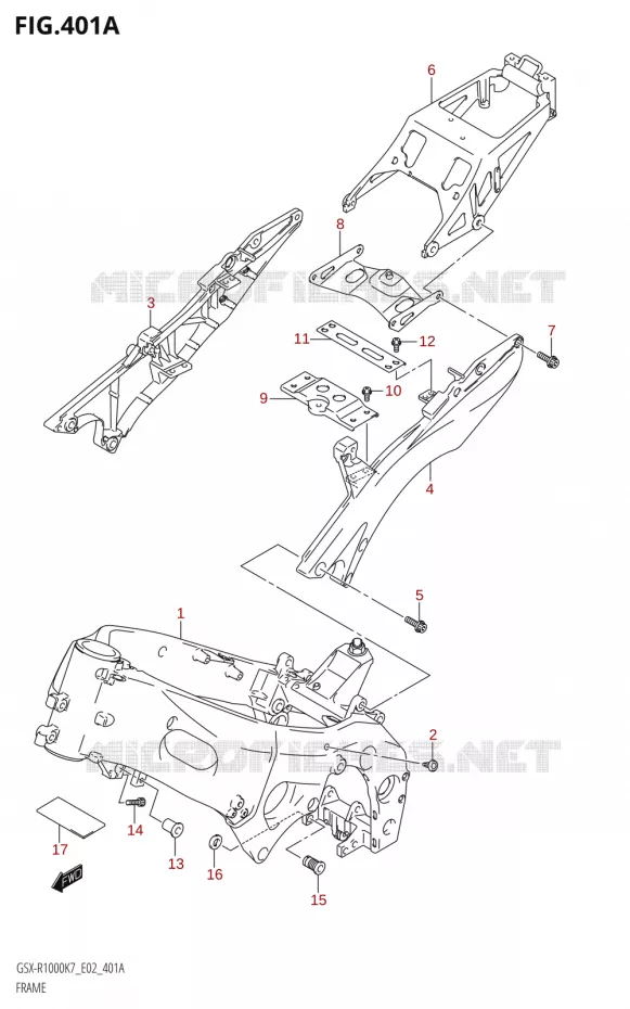 FRAME Suzuki MOTO 1000 GSX-R 2007  GSX-R1000 K7 (P37)