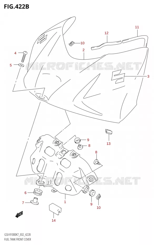 FUEL TANK VOORKLEPER (GSX-R1000U2:K7:E19) Suzuki MOTO 1000 GSX-R 2007  GSX-R1000 K7 (E51)