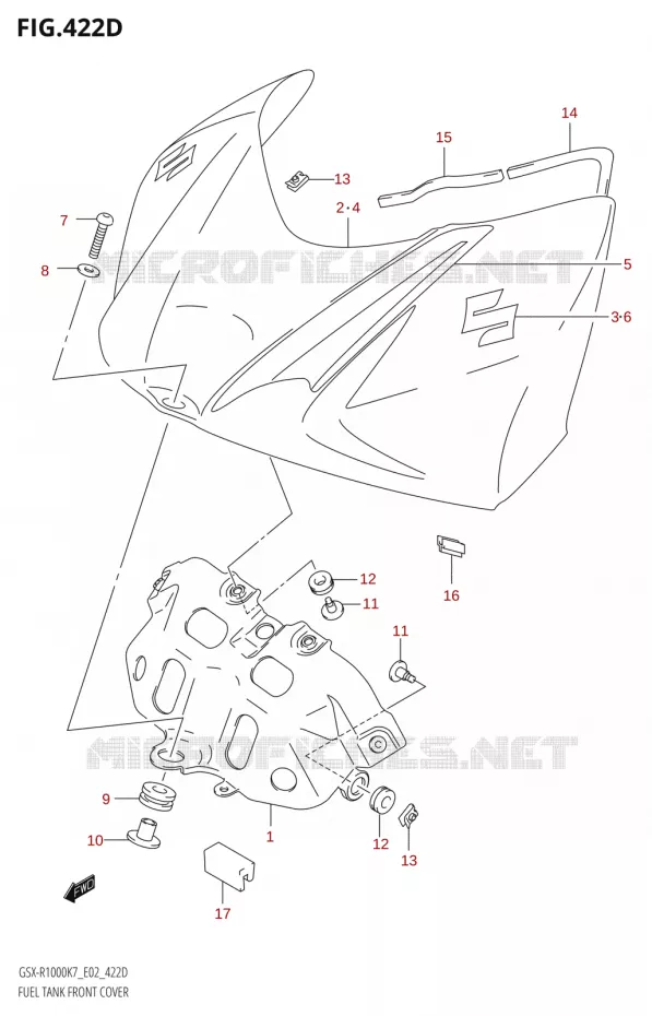 FUEL TANK VOORKLEPER (GSX-R1000U2:K8:E19) Suzuki MOTO 1000 GSX-R 2007  GSX-R1000 K7 (E24)