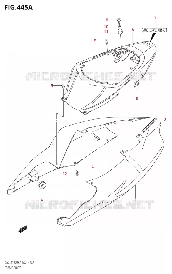 KUIP COVER (GSX-R1000:K7:(E02,E19,E24,E51,P37)) Suzuki MOTO 1000 GSX-R 2007  GSX-R1000 K7 (P37)