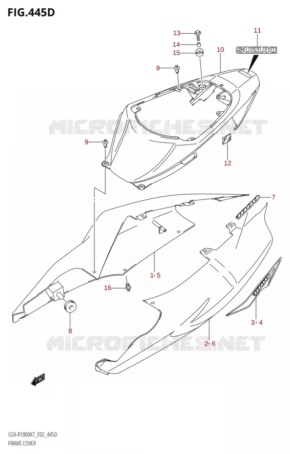 KUIP COVER (GSX-R1000U2:K8:E19) Suzuki MOTO 1000 GSX-R 2007  GSX-R1000 K7 (E51)