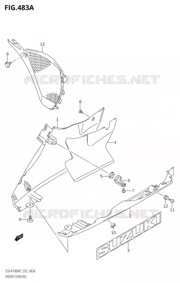 ONDER COWLING (K7) Suzuki MOTO 1000 GSX-R 2007  GSX-R1000 K7 (E24)