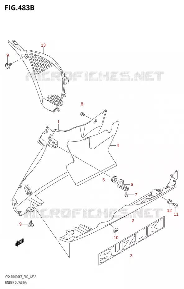 ONDER COWLING (K8) Suzuki MOTO 1000 GSX-R 2007  GSX-R1000 K7 (E19)