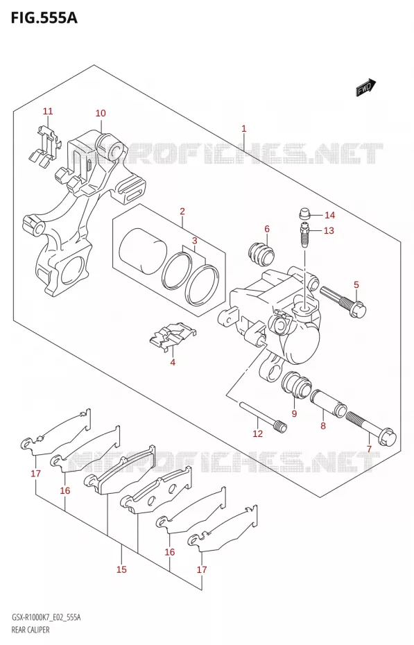 REAR CALIPER Suzuki MOTO 1000 GSX-R 2007  GSX-R1000 K7 (E24)