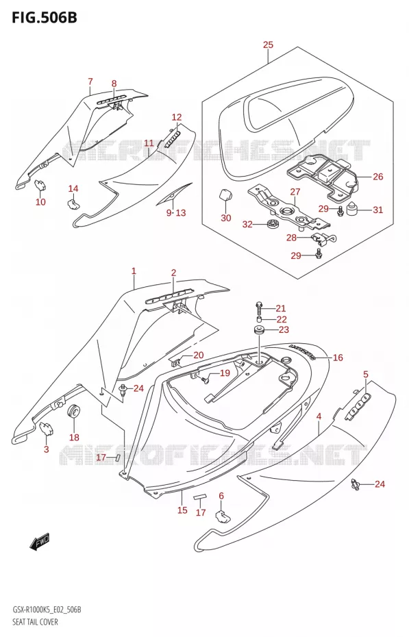 ACHTER KUIP - SEAT COWL00:K6:(E02,E19,E24,P37)) Suzuki MOTO 1000 GSX-R 2006  GSX-R1000 K6 (E24)