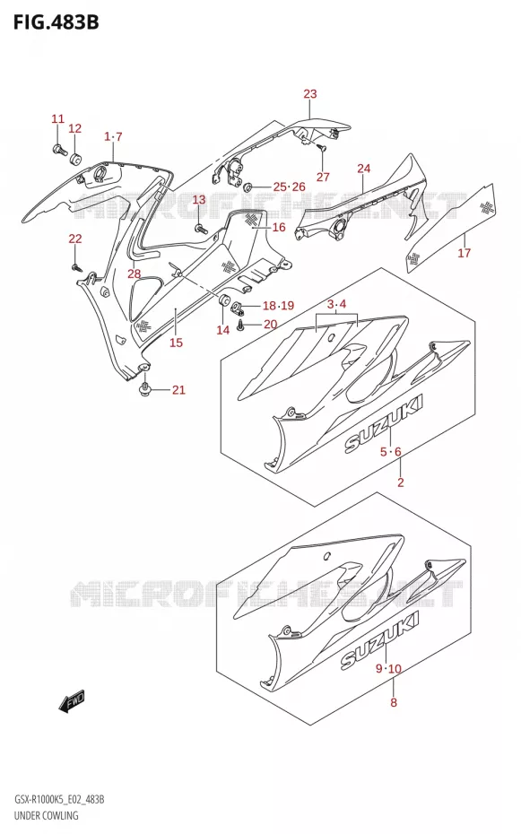 ONDER COWLING (GSX-R1000U2:K5:E19) Suzuki MOTO 1000 GSX-R 2006  GSX-R1000 K6 (E37)