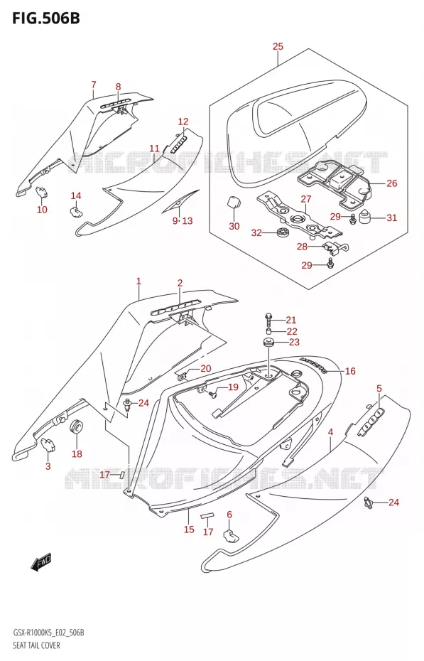 ACHTER KUIP - SEAT COWL00:K6:(E02,E19,E24,P37)) Suzuki MOTO 1000 GSX-R 2005  GSX-R1000 K5 (E37)