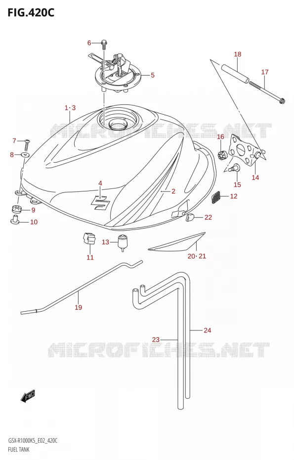BENZINETANKSX-R1000:K5:(E24,P37)) Suzuki MOTO 1000 GSX-R 2005  GSX-R1000 K5 (E02)