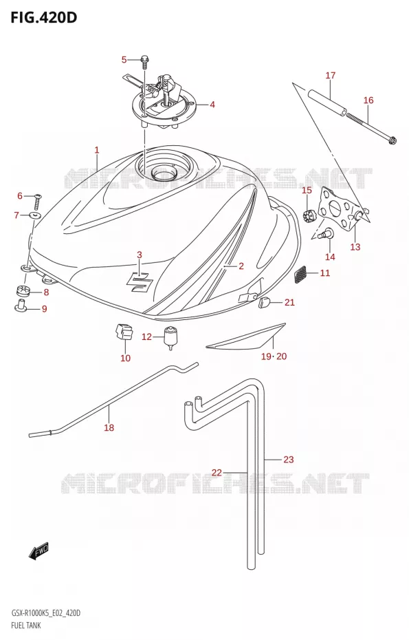 BENZINETANKSX-R1000:K6:(E02,E19)) Suzuki MOTO 1000 GSX-R 2005  GSX-R1000 K5 (E37)