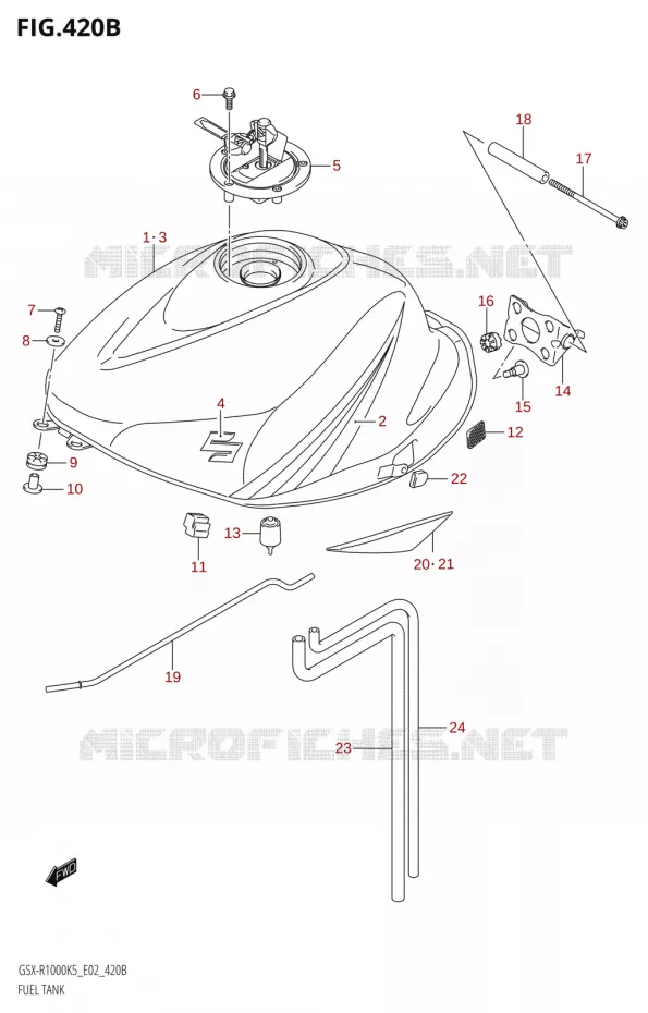 BENZINETANKSX-R1000U2:K5:E19) Suzuki MOTO 1000 GSX-R 2005  GSX-R1000 K5 (E19)