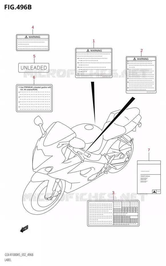 ETIKETGSX-R1000:K6:(E02,E19,E24,P37)) Suzuki MOTO 1000 GSX-R 2005  GSX-R1000 K5 (E19)