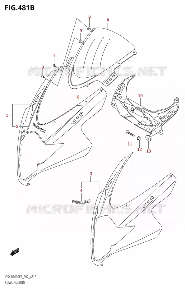 KUIPNG BODY (GSX-R1000U2:K5:E19) Suzuki MOTO 1000 GSX-R 2005  GSX-R1000 K5 (E19)