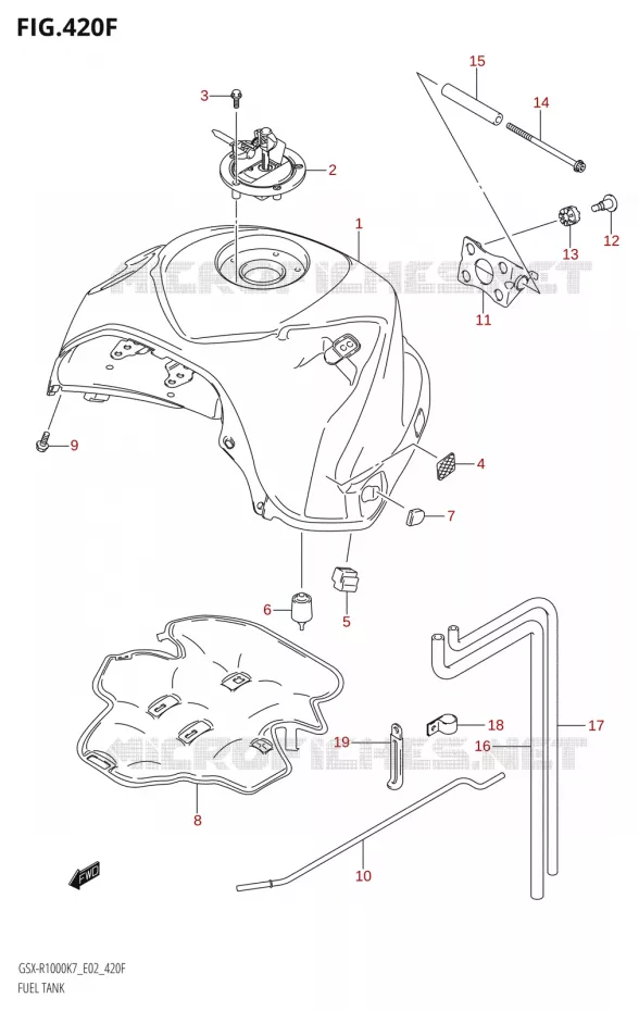 BENZINETANKSX-R1000:K8:(E24,P37)) Suzuki MOTO 1000 GSX-R 2008  GSX-R1000 K8 (P37)