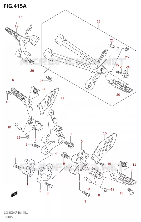 FOOTREST Suzuki MOTO 1000 GSX-R 2008  GSX-R1000 K8 (E19)