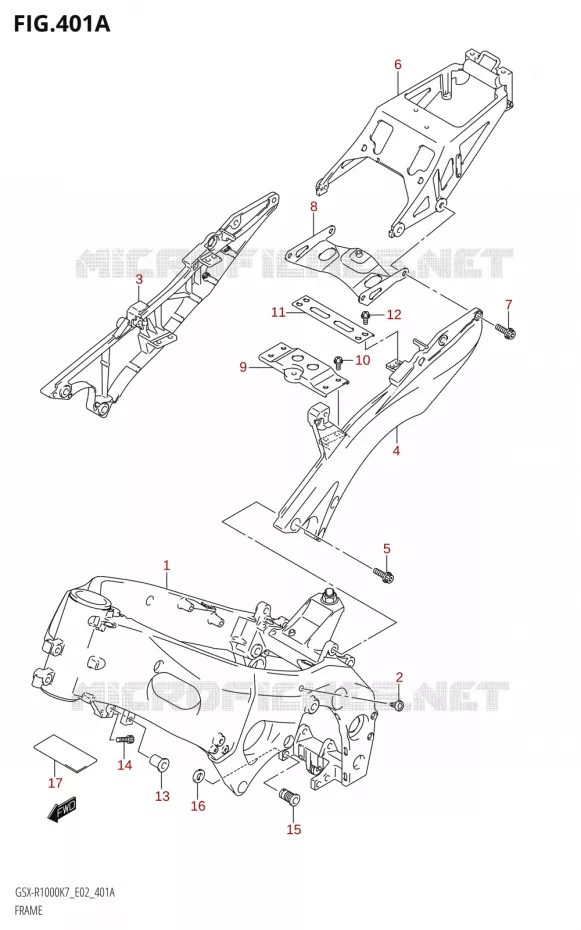 FRAME Suzuki MOTO 1000 GSX-R 2008  GSX-R1000 K8 (P37)