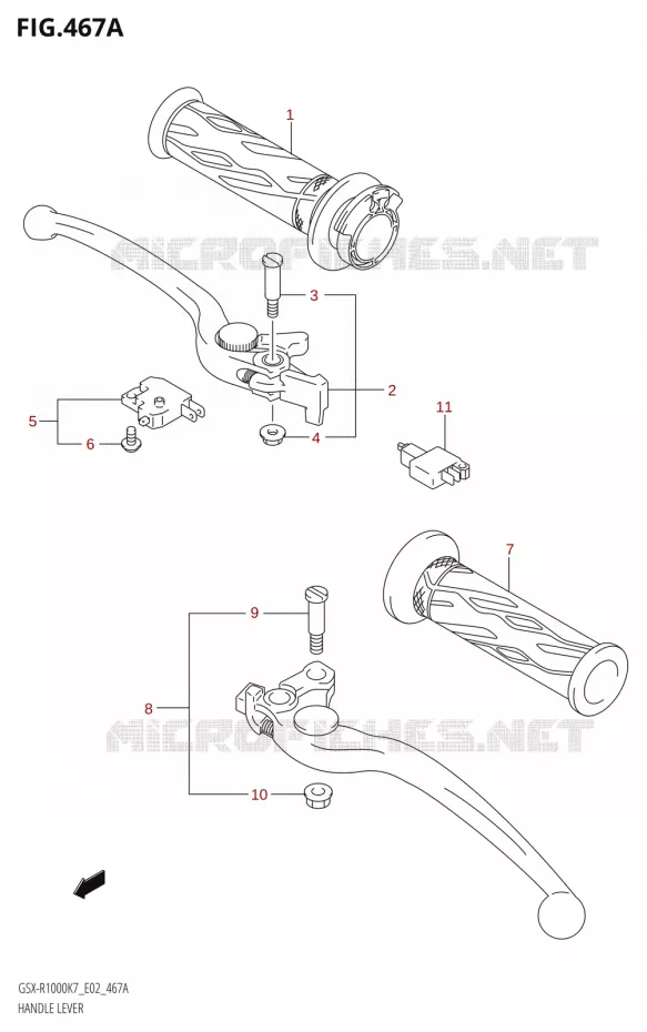 HEFBOMEN - HANDGRIPS Suzuki MOTO 1000 GSX-R 2008  GSX-R1000 K8 (E19)