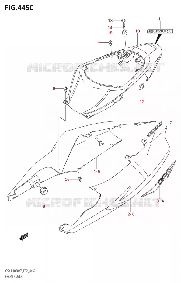 KUIP COVER (GSX-R1000:K8:(E02,E19,E24,E51,P37)) Suzuki MOTO 1000 GSX-R 2008  GSX-R1000 K8 (E02)