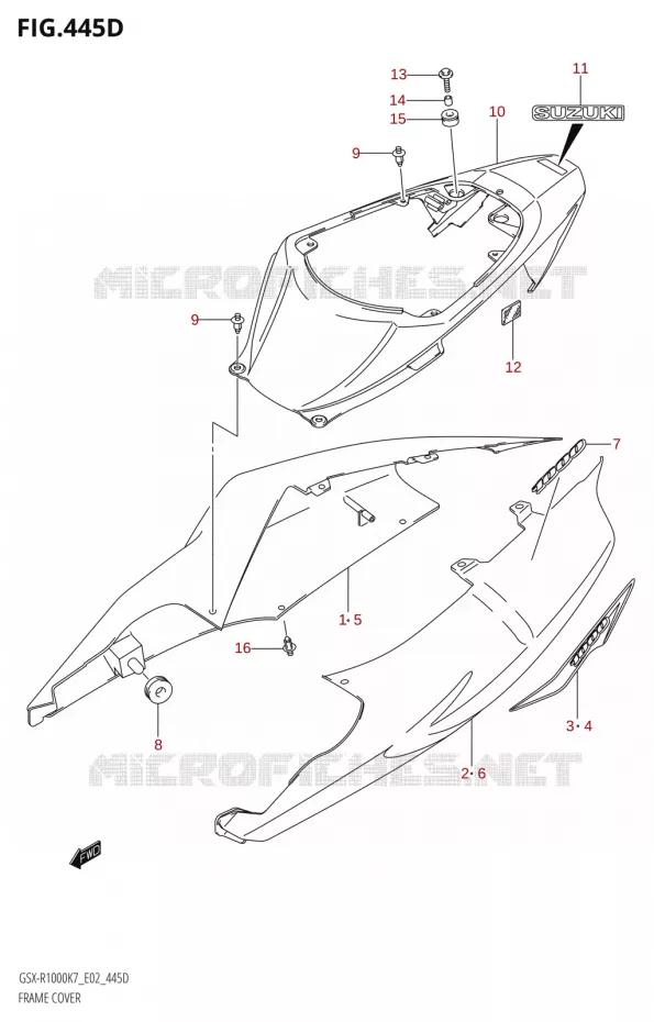 KUIP COVER (GSX-R1000U2:K8:E19) Suzuki MOTO 1000 GSX-R 2008  GSX-R1000 K8 (E02)