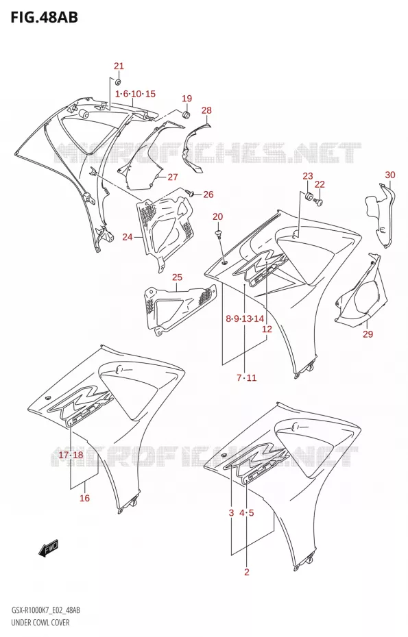 SIDE KUIP COVER (K8) Suzuki MOTO 1000 GSX-R 2008  GSX-R1000 K8 (E24)