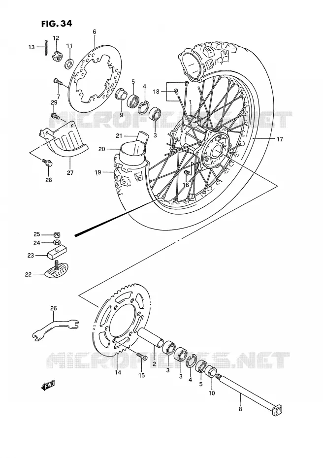 ACHTERWIEL Suzuki MOTO 125 RM 1995  RM125 S (E02,E04,E24)